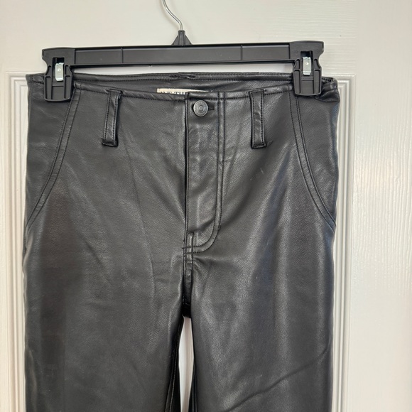 We The Free Faux Leather Pants Black High Rise Straight Leg Size 28 Fits 26 - Picture 4 of 15